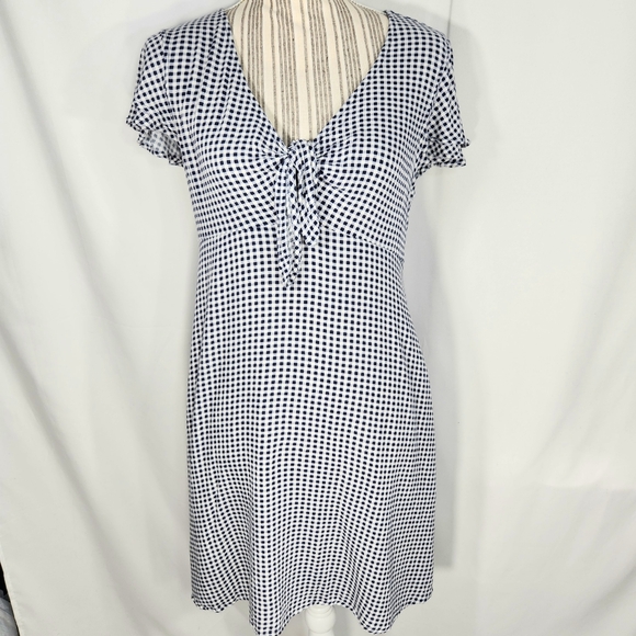 Xhilaration Dresses & Skirts - Xhilaration Black Grey White Check Tie Front Short Sleeve Dress Size Medium
